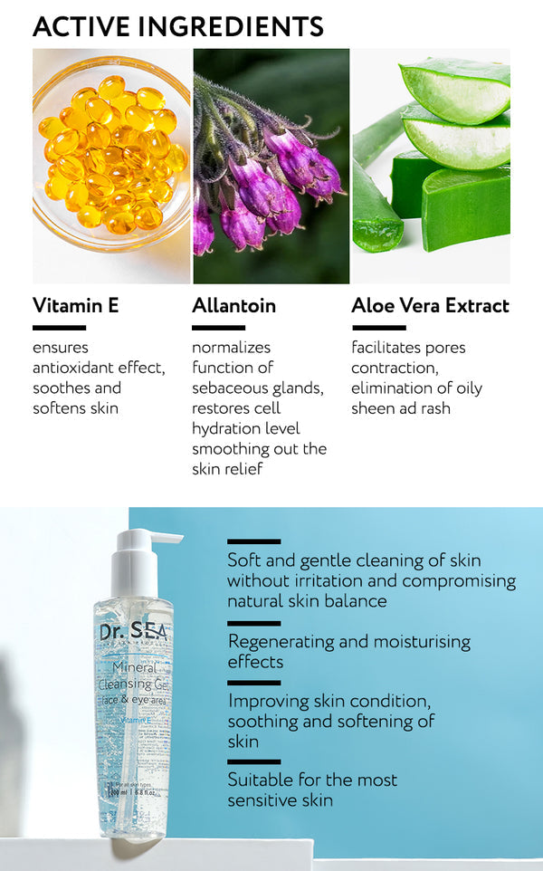 DR. SEA - Mineral Cleansing Gel – Face & Eye Area – Vitamin E