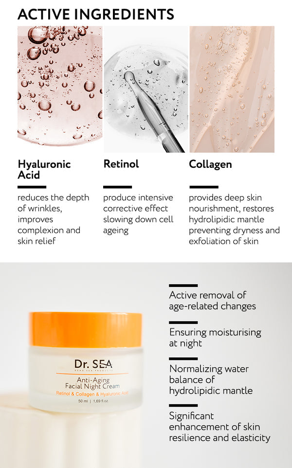 DR. SEA - Anti-Aging Night Cream - Retinol, Collagen & Hyaluronic Acid