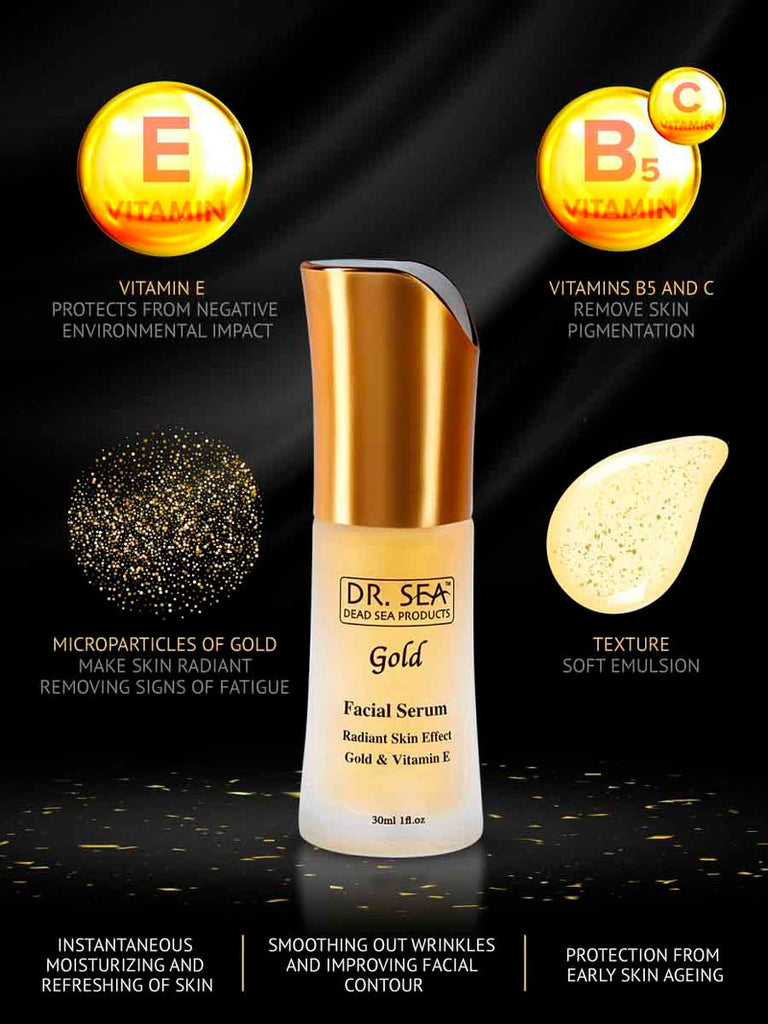 Dr. Sea - Facial Serum with Gold and Vitamin E - radiant skin effect
